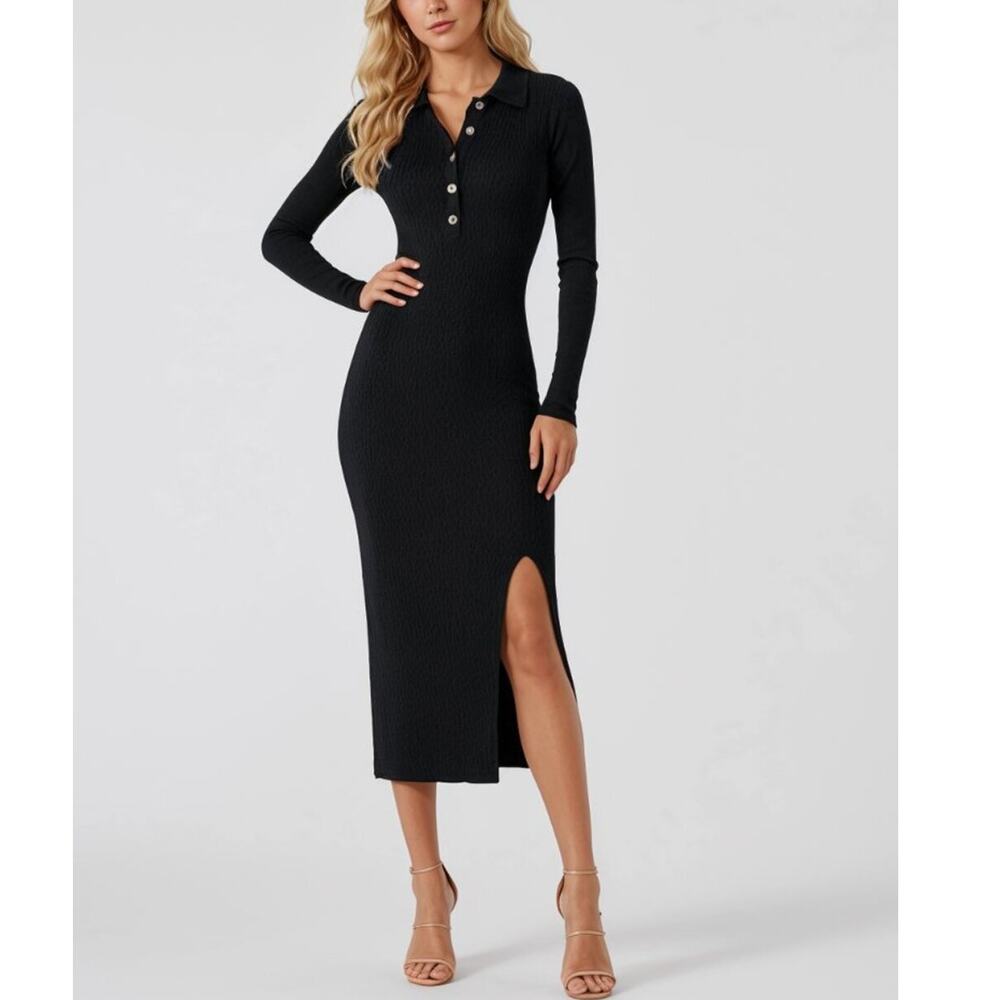 House of Harlow 1960 Henley Midi Dress Black XL NWT